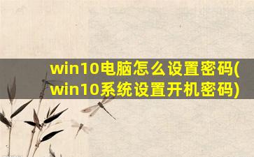 win10电脑怎么设置密码(win10系统设置开机密码)