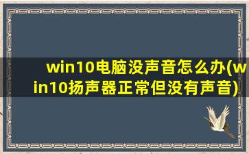 win10电脑没声音怎么办(win10扬声器正常但没有声音)