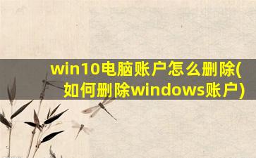 win10电脑账户怎么删除(如何删除windows账户)