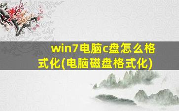 win7电脑c盘怎么格式化(电脑磁盘格式化)