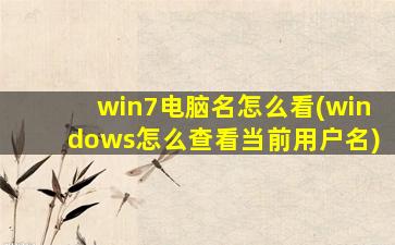 win7电脑名怎么看(windows怎么查看当前用户名)