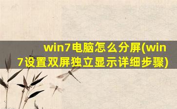 win7电脑怎么分屏(win7设置双屏独立显示详细步骤)