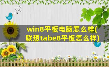 win8平板电脑怎么样(联想tabe8平板怎么样)