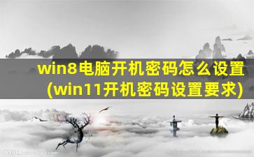 win8电脑开机密码怎么设置(win11开机密码设置要求)