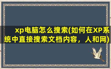 xp电脑怎么搜索(如何在XP系统中直接搜索文档内容，人和网)