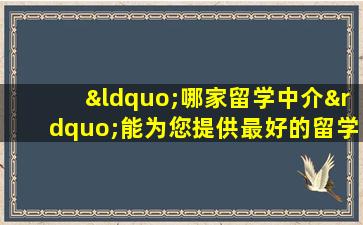 “哪家留学中介”能为您提供最好的留学服务？看这里！