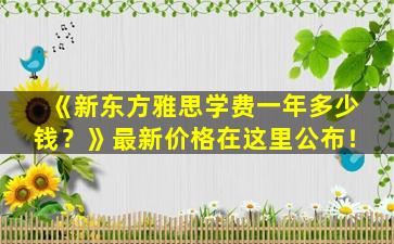 《新东方雅思学费一年多少钱？》最新价格在这里公布！