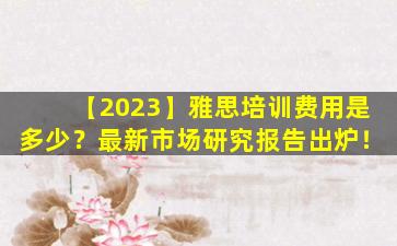 【2023】雅思培训费用是多少？最新市场研究报告出炉！