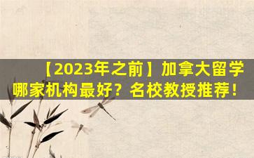 【2023年之前】加拿大留学哪家机构最好？名校教授推荐！