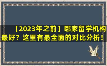 【2023年之前】哪家留学机构最好？这里有最全面的对比分析！