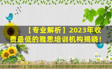 【专业解析】2023年收费最低的雅思培训机构揭晓！