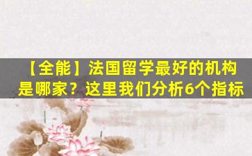 【全能】法国留学最好的机构是哪家？这里我们分析6个指标