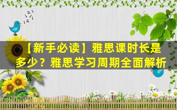 【新手必读】雅思课时长是多少？雅思学习周期全面解析