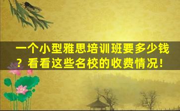 一个小型雅思培训班要多少钱？看看这些名校的收费情况！