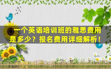 一个英语培训班的雅思费用是多少？报名费用详细解析！