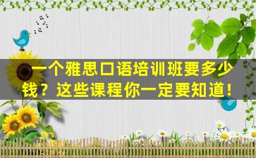 一个雅思口语培训班要多少钱？这些课程你一定要知道！