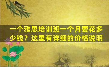 一个雅思培训班一个月要花多少钱？这里有详细的价格说明