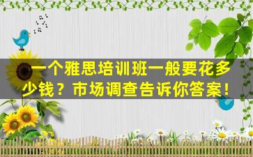 一个雅思培训班一般要花多少钱？市场调查告诉你答案！