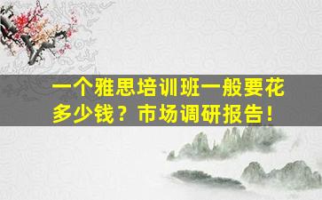 一个雅思培训班一般要花多少钱？市场调研报告！