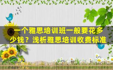 一个雅思培训班一般要花多少钱？浅析雅思培训收费标准