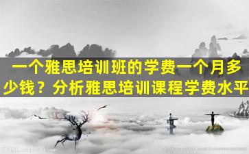 一个雅思培训班的学费一个月多少钱？分析雅思培训课程学费水平