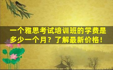 一个雅思考试培训班的学费是多少一个月？了解最新价格！