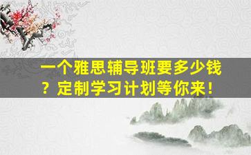 一个雅思辅导班要多少钱？定制学习计划等你来！