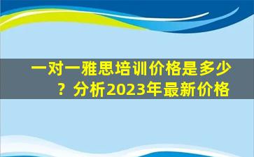 一对一雅思培训价格是多少？分析2023年最新价格