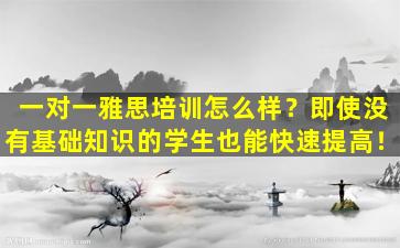 一对一雅思培训怎么样？即使没有基础知识的学生也能快速提高！