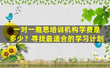 一对一雅思培训机构学费是多少？寻找最适合的学习计划