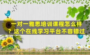 一对一雅思培训课程怎么样？这个在线学习平台不容错过