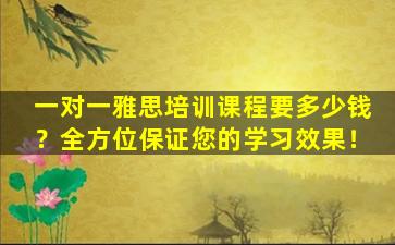 一对一雅思培训课程要多少钱？全方位保证您的学习效果！