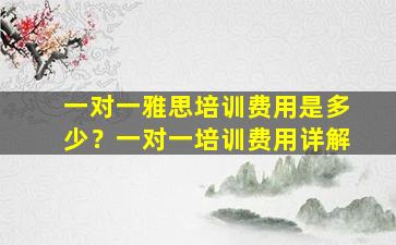 一对一雅思培训费用是多少？一对一培训费用详解