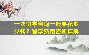 一次留学咨询一般要花多少钱？留学费用咨询详解