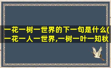 一花一树一世界的下一句是什么(一花一人一世界,一树一叶一知秋)