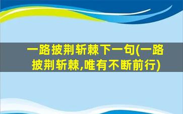 一路披荆斩棘下一句(一路披荆斩棘,唯有不断前行)