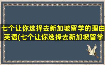 七个让你选择去新加坡留学的理由英语(七个让你选择去新加坡留学的理由英语作文)