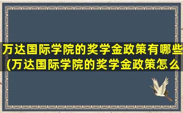 万达国际学院的奖学金政策有哪些(万达国际学院的奖学金政策怎么样)