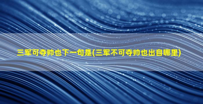 三军可夺帅也下一句是(三军不可夺帅也出自哪里)