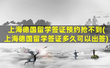 上海德国留学签证预约抢不到(上海德国留学签证多久可以出签)