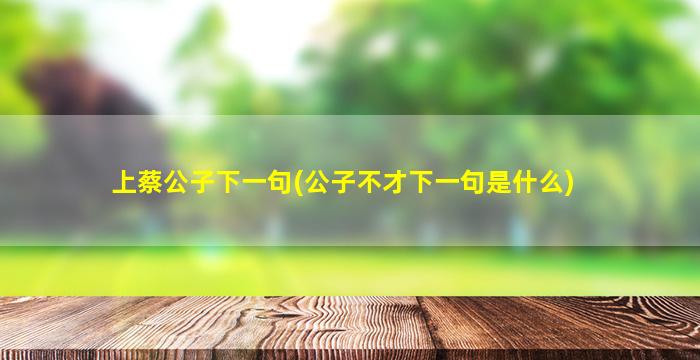 上蔡公子下一句(公子不才下一句是什么)