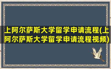 上阿尔萨斯大学留学申请流程(上阿尔萨斯大学留学申请流程视频)