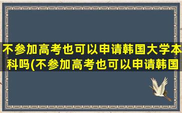 不参加高考也可以申请韩国大学本科吗(不参加高考也可以申请韩国大学吗知乎)