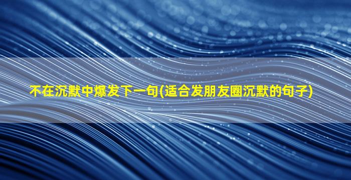 不在沉默中爆发下一句(适合发朋友圈沉默的句子)