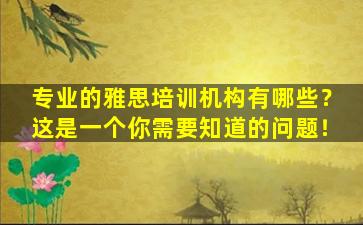 专业的雅思培训机构有哪些？这是一个你需要知道的问题！