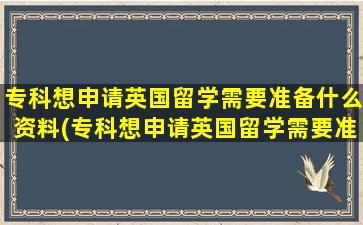 专科想申请英国留学需要准备什么资料(专科想申请英国留学需要准备什么东西)