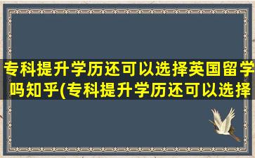 专科提升学历还可以选择英国留学吗知乎(专科提升学历还可以选择英国留学学校吗)