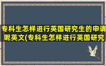 专科生怎样进行英国研究生的申请呢英文(专科生怎样进行英国研究生的申请呢)