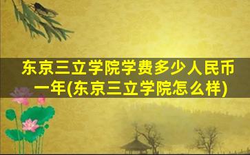 东京三立学院学费多少人民币一年(东京三立学院怎么样)