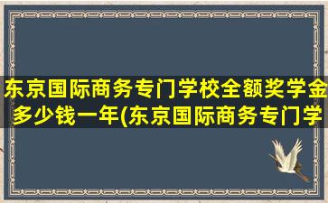 东京国际商务专门学校全额奖学金多少钱一年(东京国际商务专门学校全额奖学金多少钱一个月)